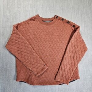 ORVIS Men's 100% Cotton Quilted Quater Snap Brick Red Pullover Sz Medium